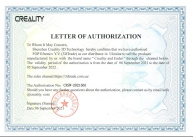 Сертификат дистрибьютора продукции «CREALITY»