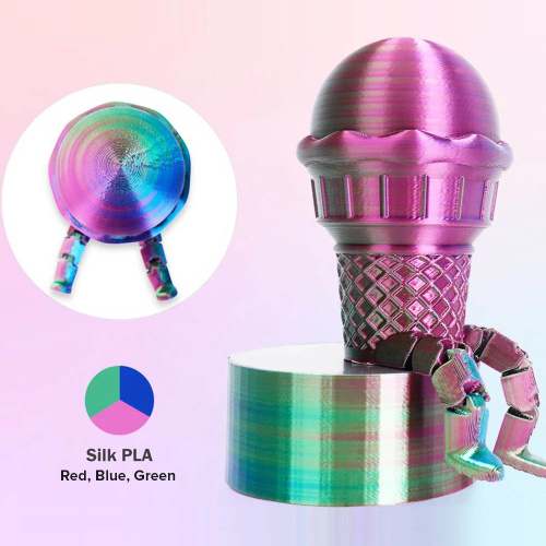 ERYONE Silk Tri-Color PLA, Red & Blue & Green