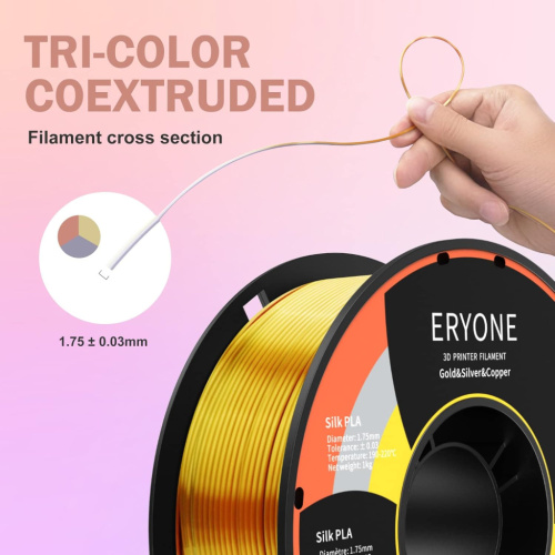 ERYONE Silk Tri-Color PLA, Gold & Silver & Copper