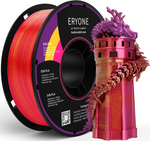 ERYONE Silk Tri-Color PLA, Red & Gold & Purple