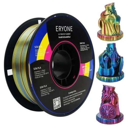 ERYONE Silk Tri-Color PLA, Red & Yellow & Blue
