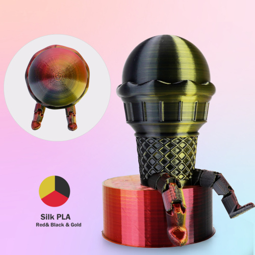 ERYONE Silk Tri-Color PLA, Black & Red & Gold